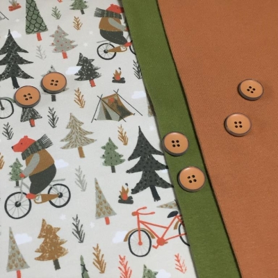 French Terry | Bär auf Fahrrad | Grün